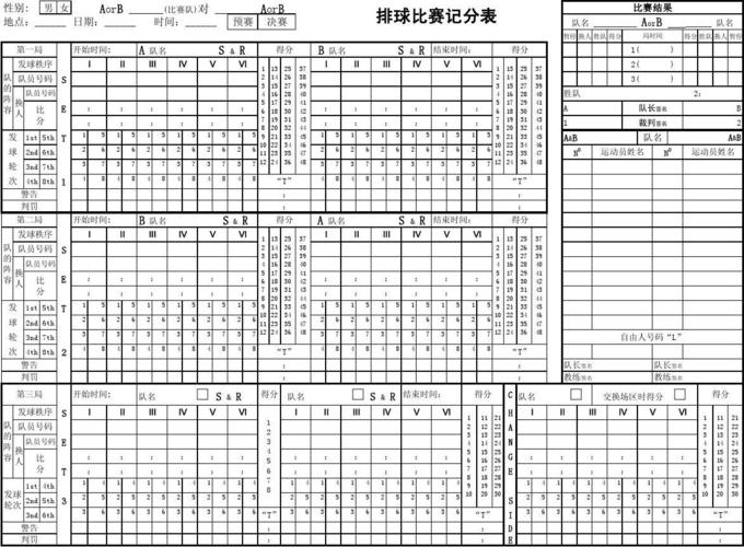 文档下载 所有分类 表格/模板 表格类模板 > 排球比赛记录表 (基层