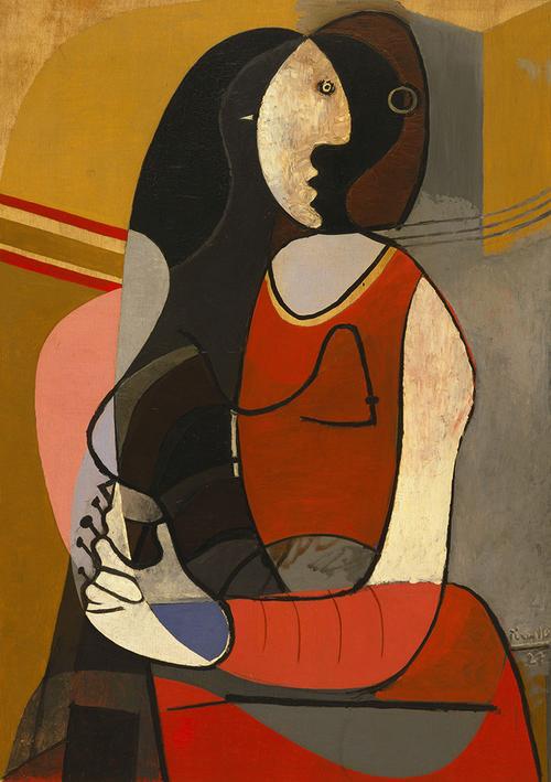 毕加索作品:坐着的女人 - 泽居画城www.zeju.cc