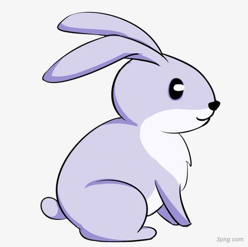 手绘淡紫色兔子png素材透明免抠图片卡通手绘
