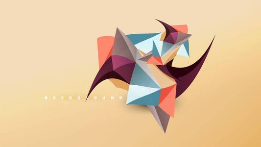 抽象背景--几何折纸风格的造型构图, 三角形低聚设计理念.