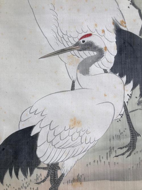 (二)日本回流原装裱,昭和期日本画家翠峰手绘绢本画一幅 立轴