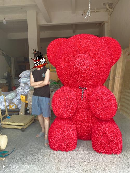 上海幕明仿真玫瑰花熊商业大型坐地熊美陈摆件