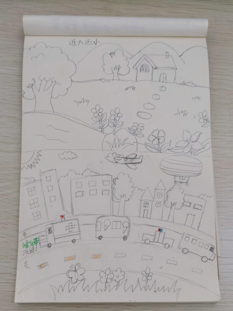 简笔画《家乡的变化》 儿童画,这是草稿图,太简单了,直接上黑板示范画
