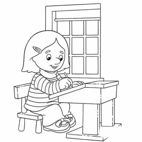 正在写字的小女孩写作业简笔画小朋友在书桌上写作业的简笔画小学生写