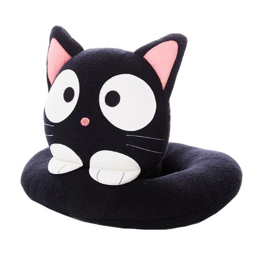 【日系kiro猫】猫咪拼布 黑猫造型抱枕/折叠o型抱枕/靠枕(230640)
