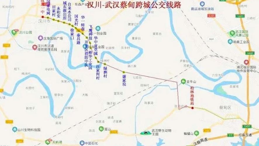 汉川到蔡甸柏林城际公交线路图及站点情况一览- 武汉本地宝