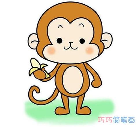 小猴子头像简笔画资料怎么画卡通小猴子带颜色猴子的画法简笔画图片小