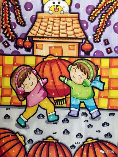 少儿创意美术作品精选丨新年主题儿童画创意美术作品