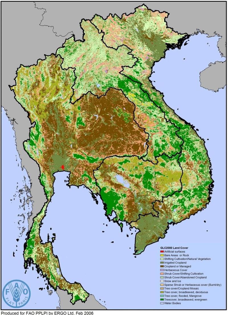 泰国越南老挝柬埔寨土地利用地图2000