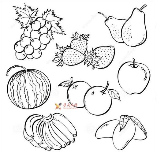 三幅组合 水果简笔画图片欣赏,分别为常见的水果图片.