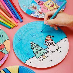 儿童幼儿园纸盘手绘画画美术材料白色蛋糕盘手工diy制作玩具女孩