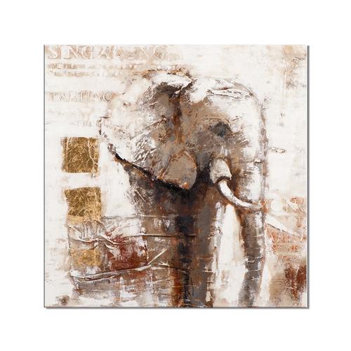 东热销设计灰色大象墙艺术装饰画手工抽象装饰油画接受定制
