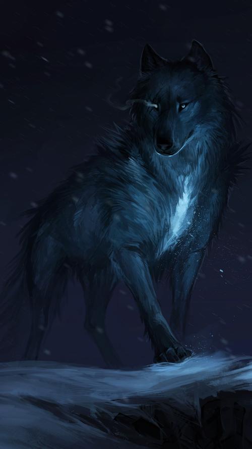 黑狼,夜晚,艺术图片 iphone 壁纸