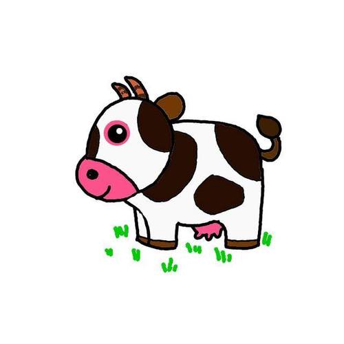 一步步教你画可爱的奶牛简笔画画法步骤图解教程-简笔画七步画简笔