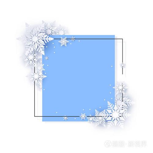 蓝色冬天背景与雪花.圣诞装饰