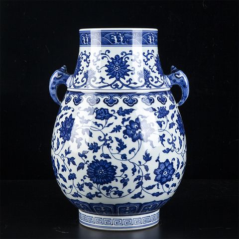 景德镇陶瓷器 新中式手绘青花瓷摆件 客厅大小号花瓶仿古古典复古