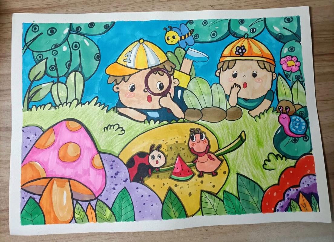 儿童画《我爱大自然》 工具:马克笔 临慕:忌廉宝宝的童话世界