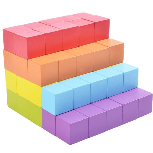 木制100粒 彩认知算数立方体堆搭 积木智力拼拼乐早教 儿童玩具