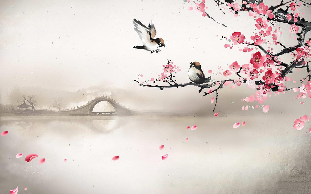 唯美意境优美古典中国风水墨画高清桌面壁纸上一张下一张查看原图