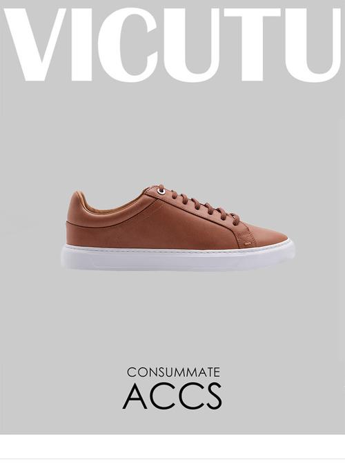 威可多vicutu商场同款男士皮鞋运动休闲系带男鞋牛皮革拼接板鞋vlw