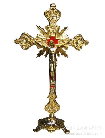 基督教天主教工艺品-天主教圣物精雕立式巴洛克 耶稣苦像十字架