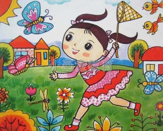 小画童儿童美术教宝宝画野外郊游图