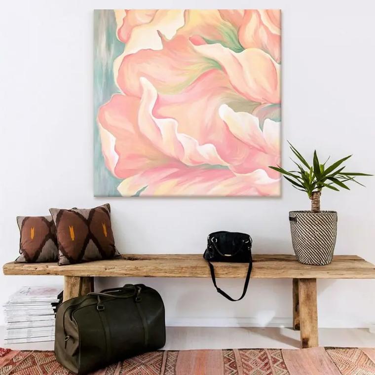 这幅抽象简约的牡丹花瓣油画真的太美了!