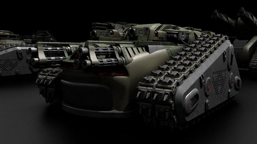 超炫酷科幻履带坦克战争战车炮塔设计3d模型素材kitbash3d–vehtanks