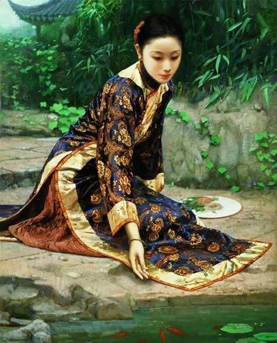 【当代艺术】这是一组关于中国古典女性的油画作品.
