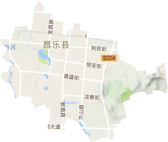 昌乐县高清地形地图,昌乐县高清谷歌地形地图