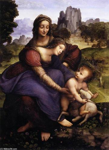 圣安妮与圣母和儿童拥抱羔羊 – (francesco melzi)