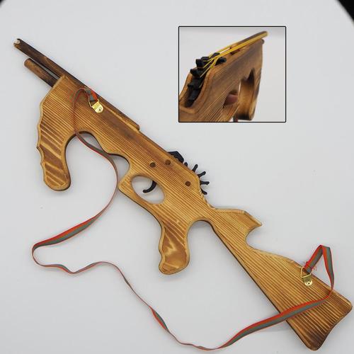 猫乐鱼 橡皮筋枪抖音同款 木头木枪木质玩具连发皮筋ak47冲锋枪童年