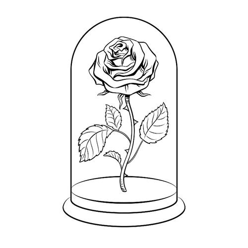 玻璃帽下的玫瑰涂色书图片