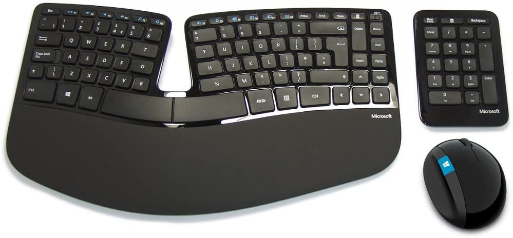 microsoft 微软 sculpt人体工学台式键盘,鼠标和数字盘套装,uk布局