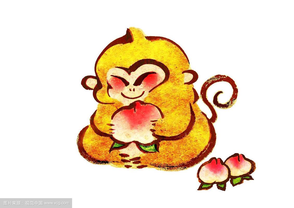 年画猴抱大桃