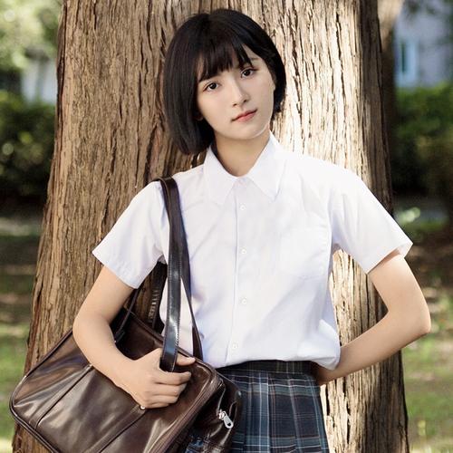 jk白衬衫女学生有口袋日系学院风夏季短袖长袖尖领韩版百搭衬衣