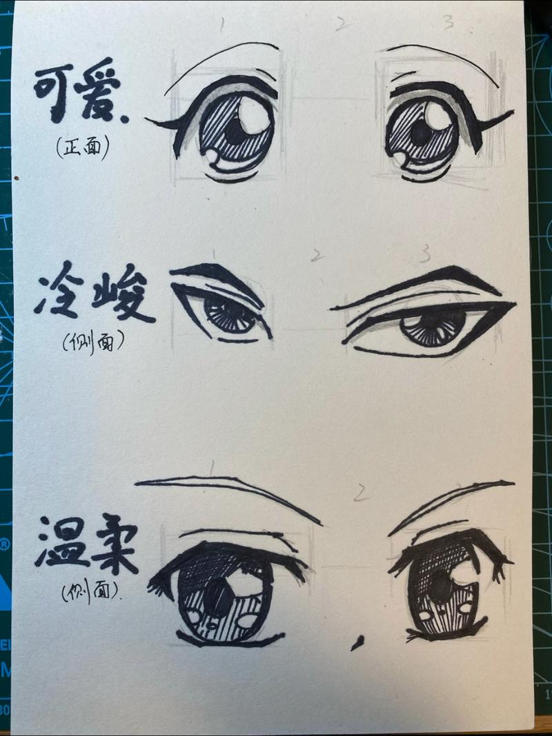 简单基础的动漫人物眼睛画法 正面,侧面三个角度的眼睛画法,简单易学