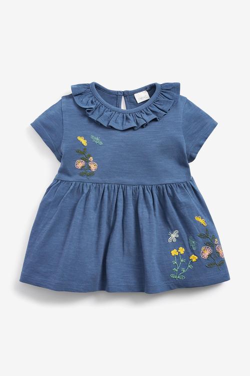 next童装女童宝宝有机蓝色花朵短袖恤衫婴儿t恤