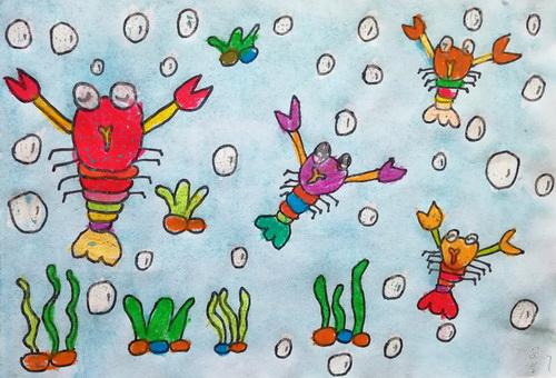 少儿书画作品-虾的世界/儿童书画作品虾的世界欣赏_中国少儿美术网