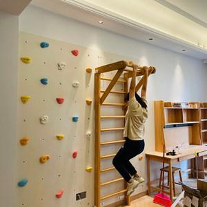 墙儿童室内家用攀爬组合木质攀岩板云梯幼儿园体能馆大型设计￥150