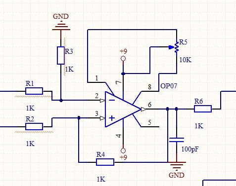 这个op07放大电路的放大倍数是怎么计算的?