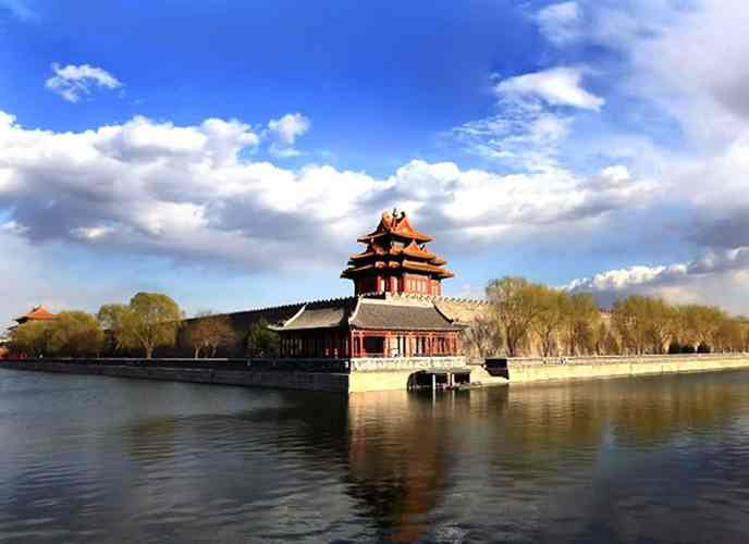 震撼:北京紫禁城及护城河全景图