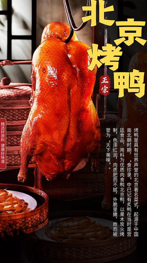 中华美食北京烤鸭背景图片