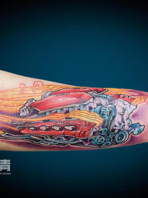 发动机_纹身图案手稿图片_贺沙洲的纹身作品集
