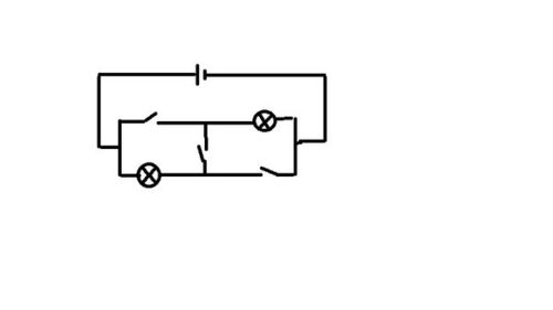 一个电池,两个灯泡,一个开关,串联和并联电路图,要图,最简单的.