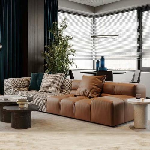 沙发客厅科技布大户型意式北欧极简拼色布艺沙发大小户型模块现代简约