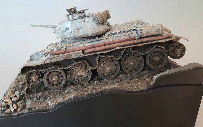 田宫 1/35 苏联 t34/76 坦克模型场景制作
