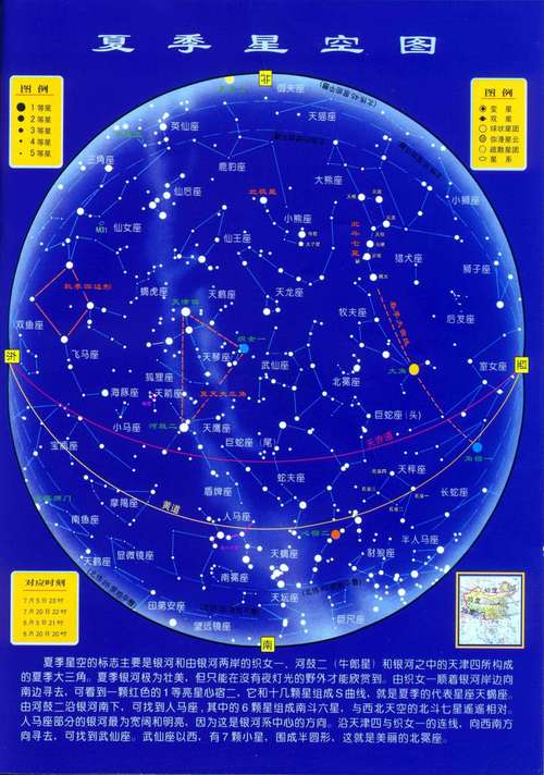 夏季星座图片星空图 夏季南方天空星座图