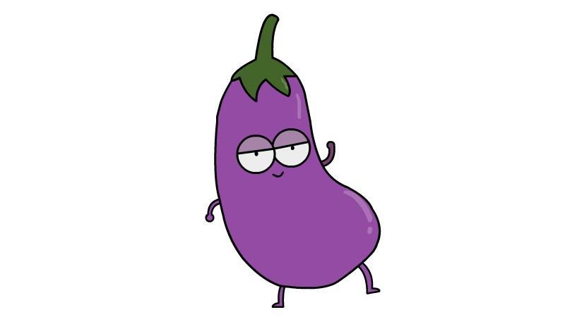 儿童 简笔画大全 茄子紫色的蔬菜水果简笔画卡通茄子简笔画带颜色农
