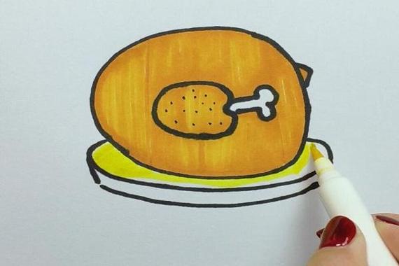 简笔画的鸡肉鸡肉的简笔画鸡肉的简笔画怎么画鸡肉卡通一盘鸡可爱手绘